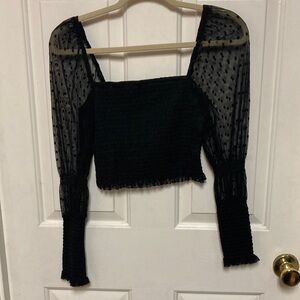 Intimately Free people black polka dot smoked crop top